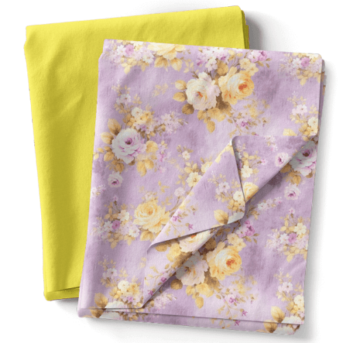 Composê Tricoline Digital Estampado Flores Delicadas + Tricoline Liso ou Xadrez (0,50 x 1,50)