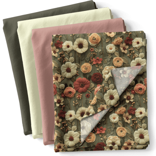 Composê Tricoline Digital Floral Antigo + Tricoline (0,50 x 1,50 mts)