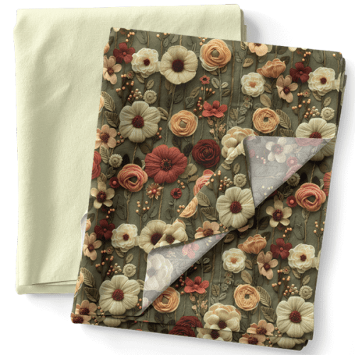 Composê Tricoline Digital Floral Antigo + Tricoline (0,50 x 1,50 mts)