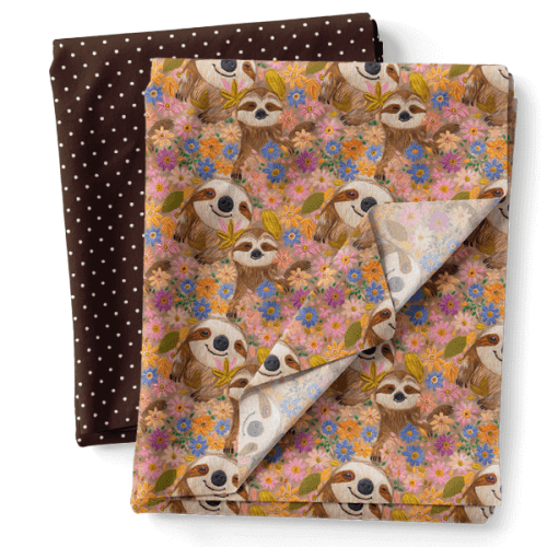 Composê Tricoline Digital Jardim da Preguiça + Sarja Impermeável ou Tricoline (0,50 x 1,50 mts)