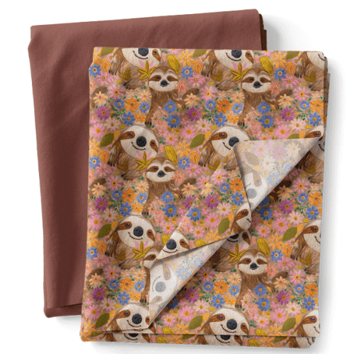 Composê Tricoline Digital Jardim da Preguiça + Sarja Impermeável ou Tricoline (0,50 x 1,50 mts)