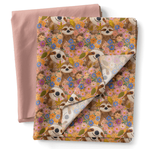 Composê Tricoline Digital Jardim da Preguiça + Sarja Impermeável ou Tricoline (0,50 x 1,50 mts)