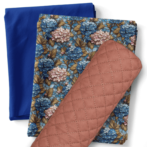 Composê Tricoline Digital Vitral de Hortênsias + Tricoline