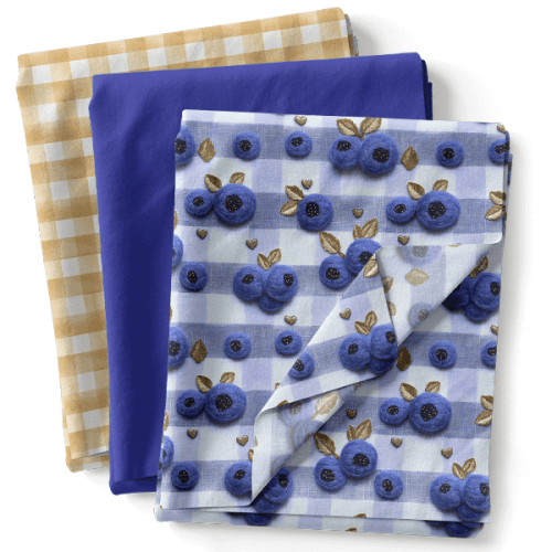 Composê Tricoline Digital Xadrez de Mirtilos + Tricoline