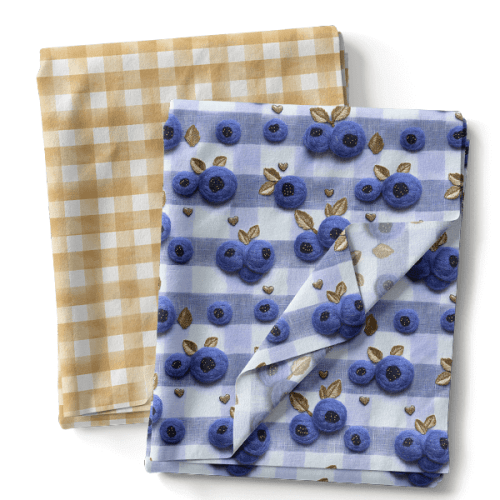 Composê Tricoline Digital Xadrez de Mirtilos + Tricoline