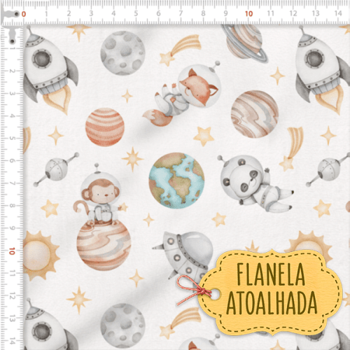 Tecido Flanela Baby Animais Espaciais