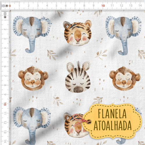 Tecido Flanela Baby Animais na Savana