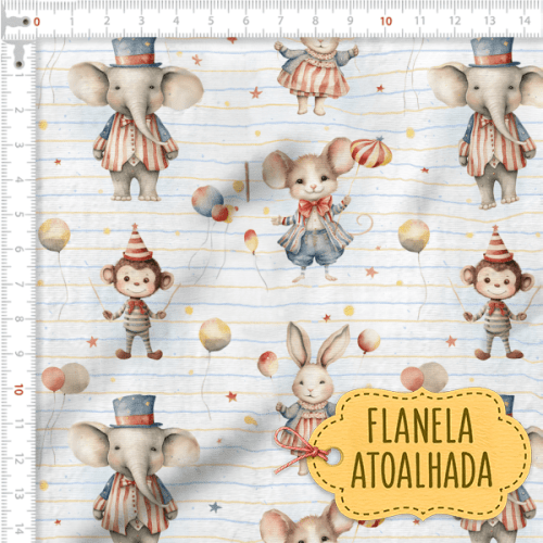 Tecido Flanela Baby Animais no Circo
