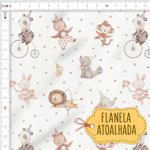 Tecido Flanela Baby Circo dos Bichinhos