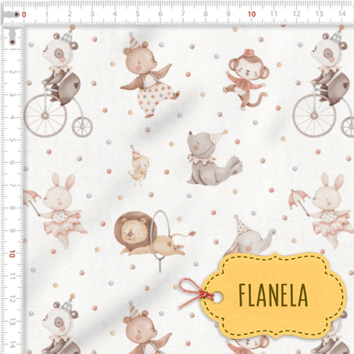 Tecido Flanela Baby Circo dos Bichinhos Tecido Flanela Baby Circo dos Bichinhos