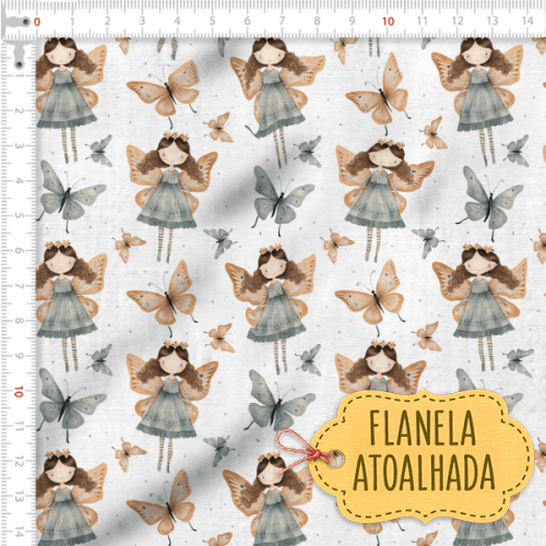 Tecido Flanela Baby Fada e Borboletas