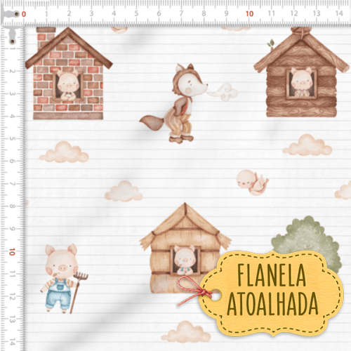 Tecido Flanela Baby Os 3 Porquinhos