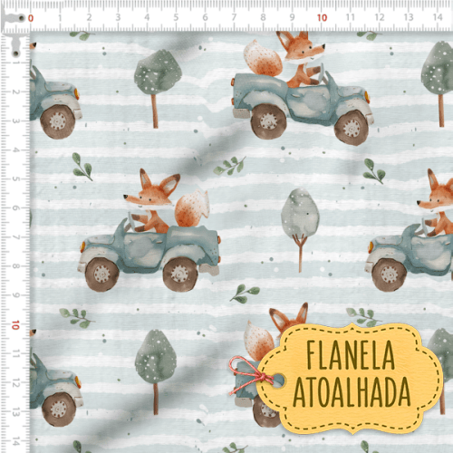 Tecido Flanela Baby Raposa Motorista