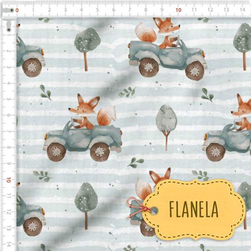 Tecido Flanela Baby Raposa Motorista Tecido Flanela Baby Raposa Motorista
