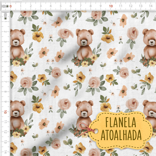 Tecido Flanela Baby Ursos e Florais