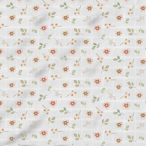 Tecido Fralda Estampada Flores Delicadas 100% Algodão 60 x 70 cm