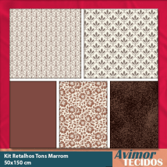 Kit Retalho Tricoline 100% Algodão Tons Marrom 50x150 KITRET01
