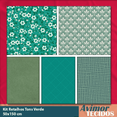 Kit Retalho Tricoline 100% Algodão Tons Verde 50x150 KITRET02