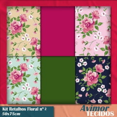 Kit Retalho Tricoline Floral 2 - 50x75