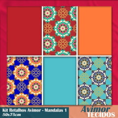 Kit Retalho Tricoline Mandalas 1 - 50x75