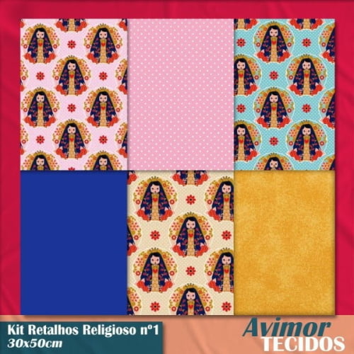 Kit Retalho Tricoline Religioso 1 (30 x 50cm)