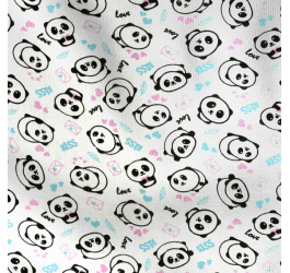 Malha Ribana Canelada Estampada Panda Love 425482