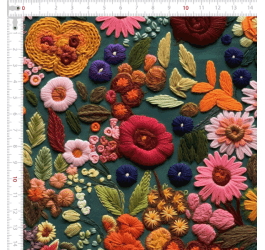 Sarja Impermeável 3D Flores de Crochê Fundo Verde Escuro 9100e10458