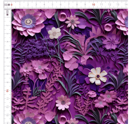 Sarja Impermeável Estampada 3D Arranjo Violeta Floral 9100e11101