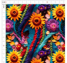 Sarja Impermeável Estampada 3D Cordas e Flores Color 9100e11113