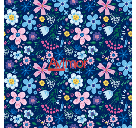 Sintético Doll Estampado Floral Fundo Azul (0,50 X 1,40 MTS) SDO1002