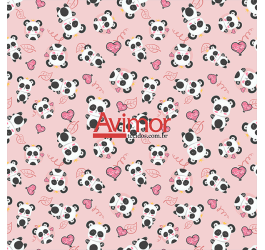 Sintético Doll Estampado Panda Love Fundo Rosa (0,50 X 1,40 MTS) SDO1015