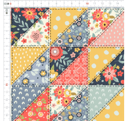 Tecido Tricoline Estampado Patchwork Floral 9050V027