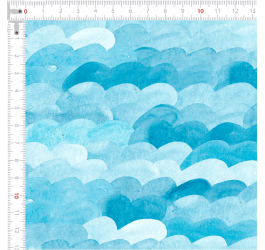 Composê Tecido Sarja Impermeável Ursos e Gotas + Tricoline Digital Ondas (1,00 X 1,50 MTS)