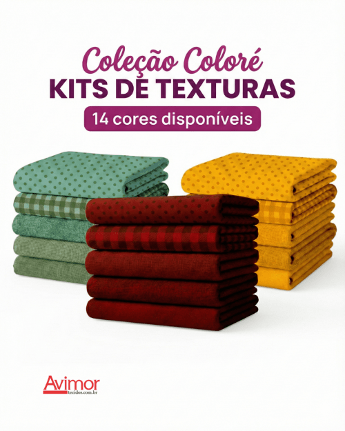 Kit 5 Tecidos Composê Tricoline 100% Algodão Coloré Várias Cores KT060