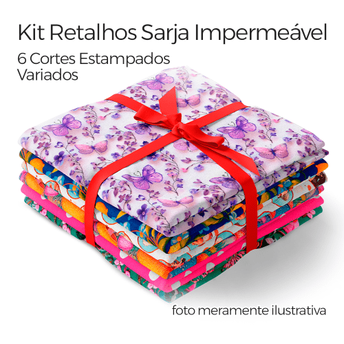 Kit Retalhos Sarja Impermeável com 6 Cortes Sortidos de (0,30 X 1,50 MTS) KT050