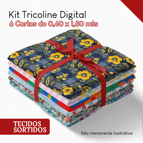 Kit Retalhos Sortidos Tricoline Digital (0,40 X 1,50 MTS) Kit Retalhos Sortidos Tricoline Digital (0,40 X 1,50 MTS)