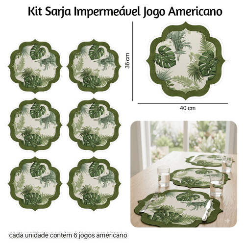 Kit Sarja Estampada Impermeável Jogo Americano Costela de Adão 9100E16545