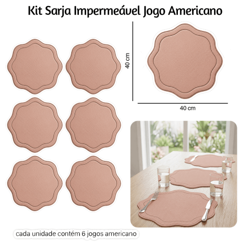 Kit Sarja Estampada Impermeável Jogo Americano Craquelado Rosé 9100e16561