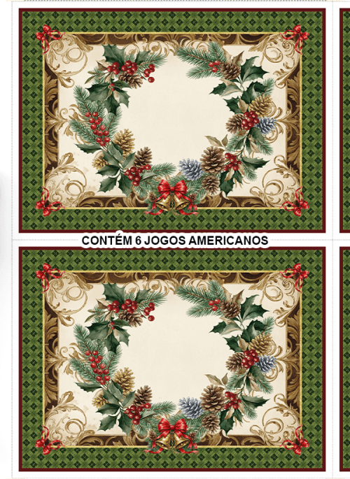 Kit Sarja Estampada Impermeável Jogo Americano Guirlanda Natalina 9101e14978
