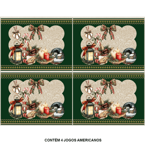 Kit Sarja Estampada Impermeável Jogo Americano Noite de Natal 9101e14979