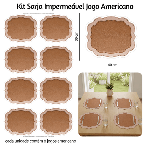 Kit Sarja Estampada Impermeável Jogo Americano Ondulado Craquelado 9100E16544