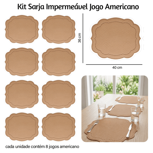 Kit Sarja Estampada Impermeável Jogo Americano Ondulado Craquelado 9100E16547