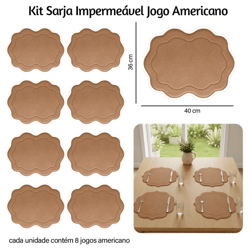 Kit Sarja Estampada Impermeável Jogo Americano Ondulado Craquelado 9100E16568
