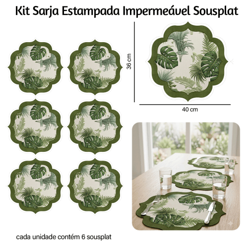 Kit Sarja Estampada Impermeável Sousplat Costela de Adão 9100E16545