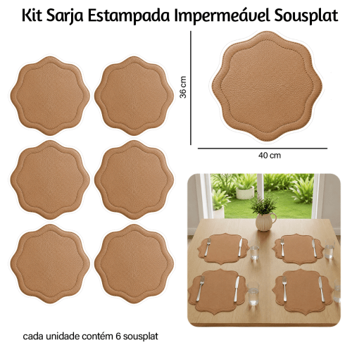 Kit Sarja Estampada Impermeável Sousplat Craquelado 9100E16556