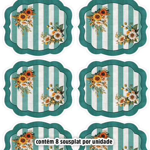 Kit Sarja Estampada Impermeável Sousplat Floral Girassol 9100E16562