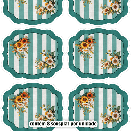 Kit Sarja Estampada Impermeável Sousplat Floral Girassol 9100E16562