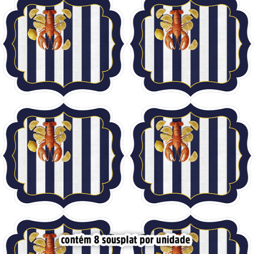 Kit Sarja Estampada Impermeável Sousplat Lagosta e Limão Siciliano 9100E16569