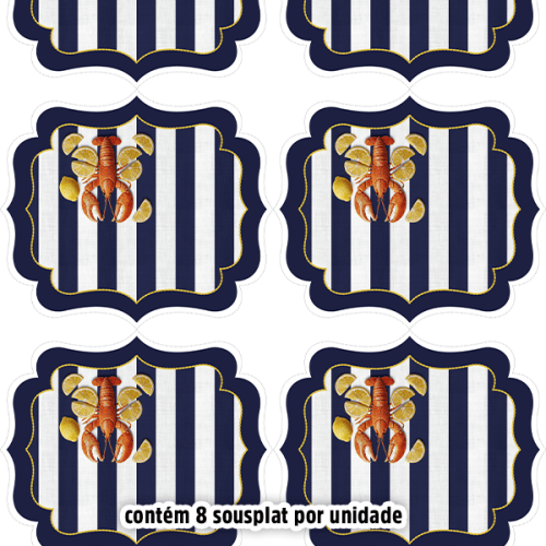 Kit Sarja Estampada Impermeável Sousplat Lagosta e Limão Siciliano 9100E16569