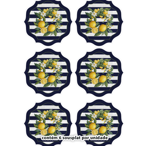 Kit Sarja Estampada Impermeável Sousplat Limão Siciliano 9100E16548